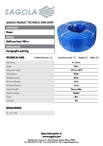 Technical data sheet Multi-use Air hose